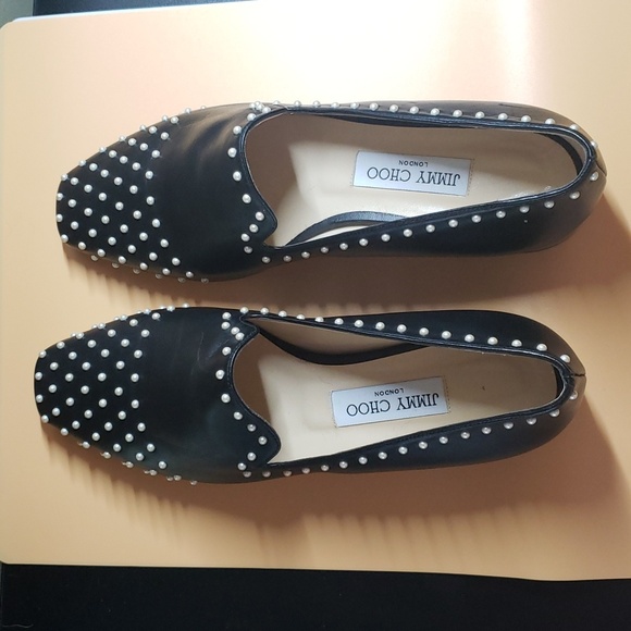 Jimmy Choo Black Studded Flats - Picture 7 of 9